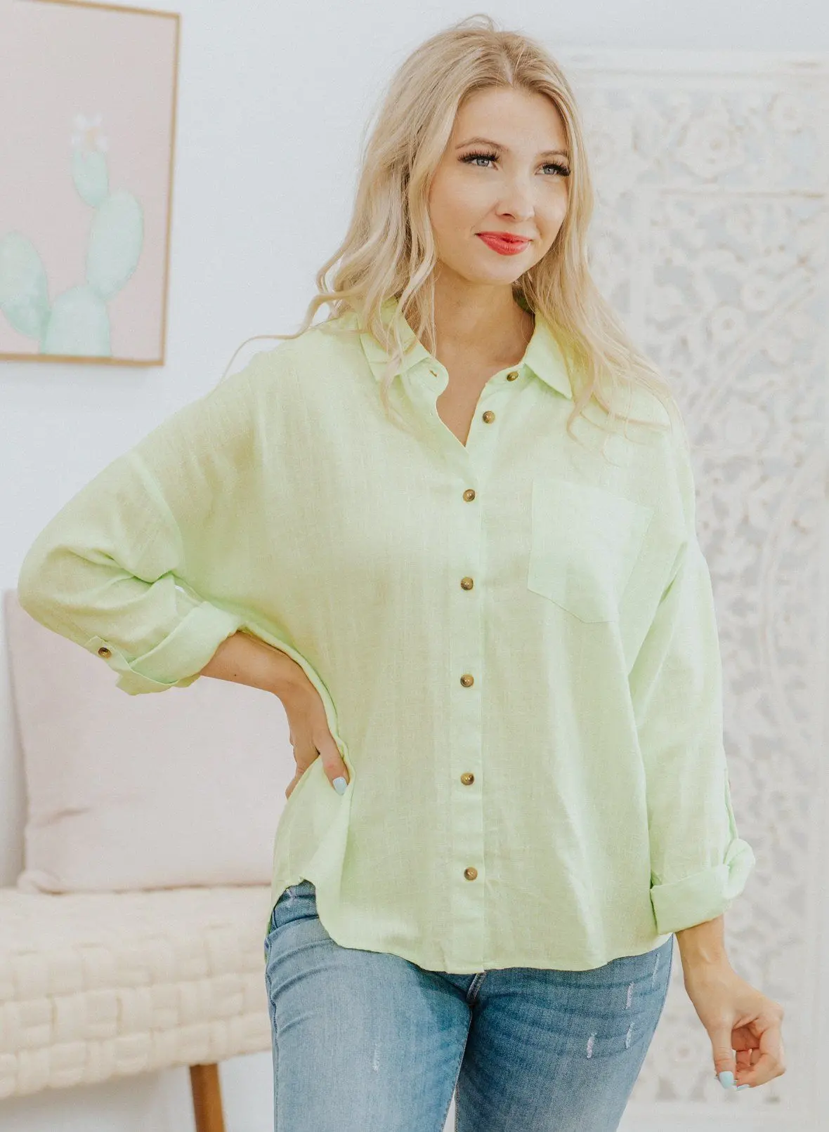 Hakuna Matata Long Sleeve Top In Lime Green 1