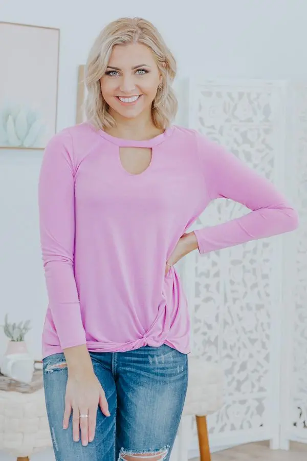 No Boundaries Long Sleeve Top In Light Magenta 1
