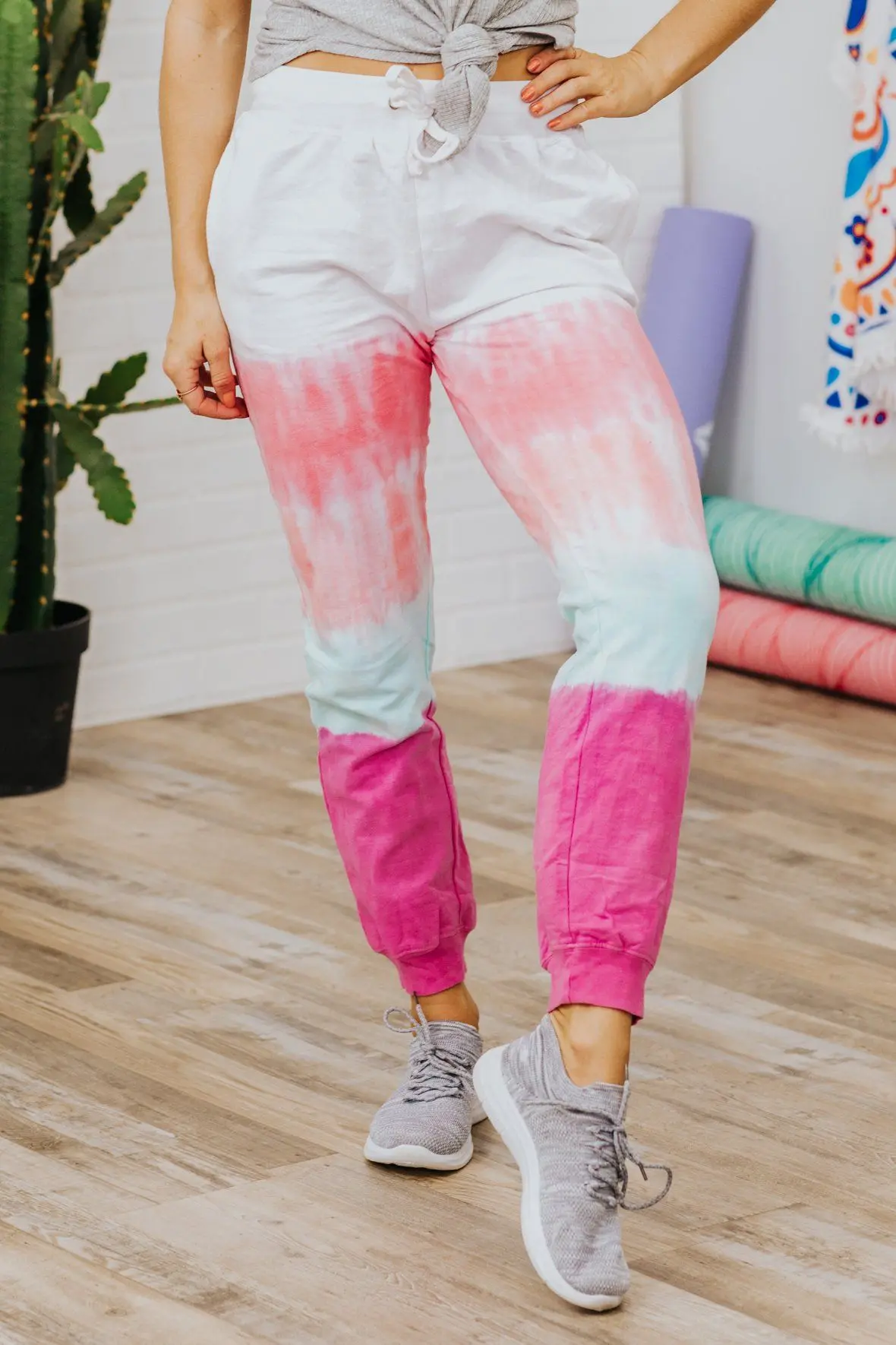 Paint Me A Picture Tie Dye Joggers In Pink 1