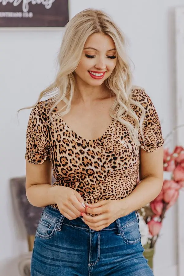 Life Is Too Short Short Sleeve Bodysuit In Brown 1