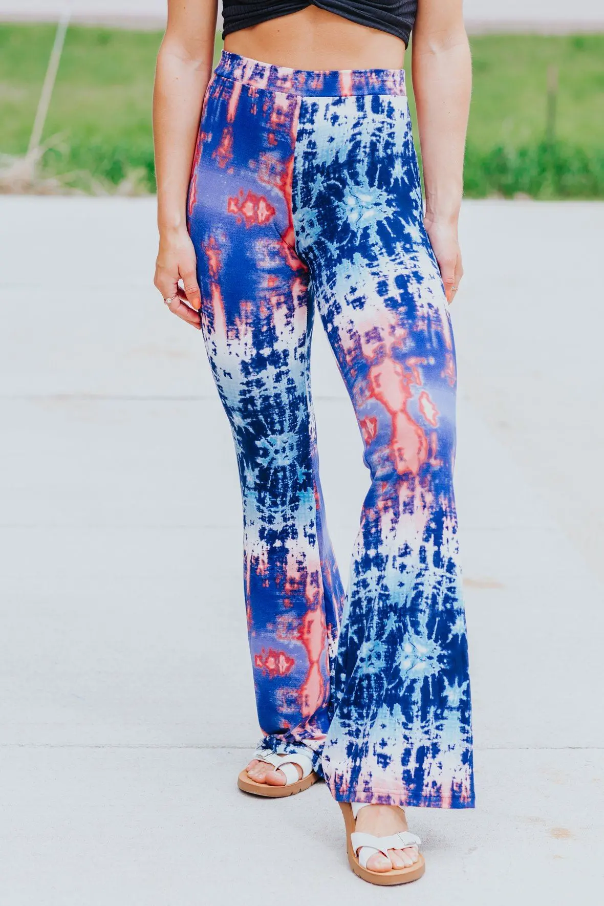 Join Me For A Stroll Flare Leg Palazzo Pants In Blue/Purple 1