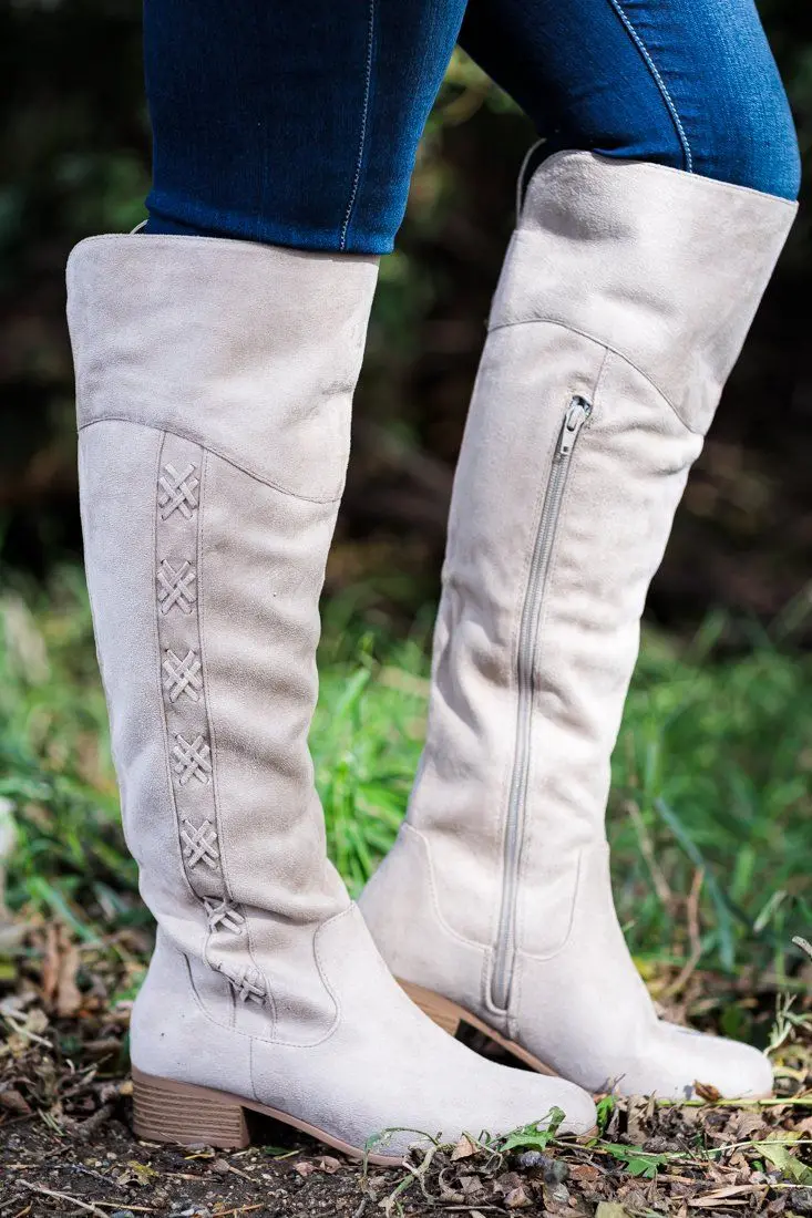 Not Your Mom's Suede Tall Boot In Bisque Tan 1