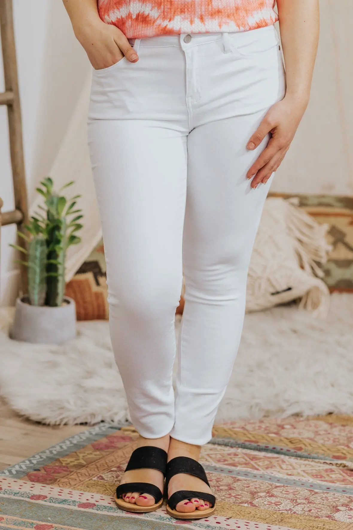 Jayna Judy Blue Midrise Skinny Jeans In White 1