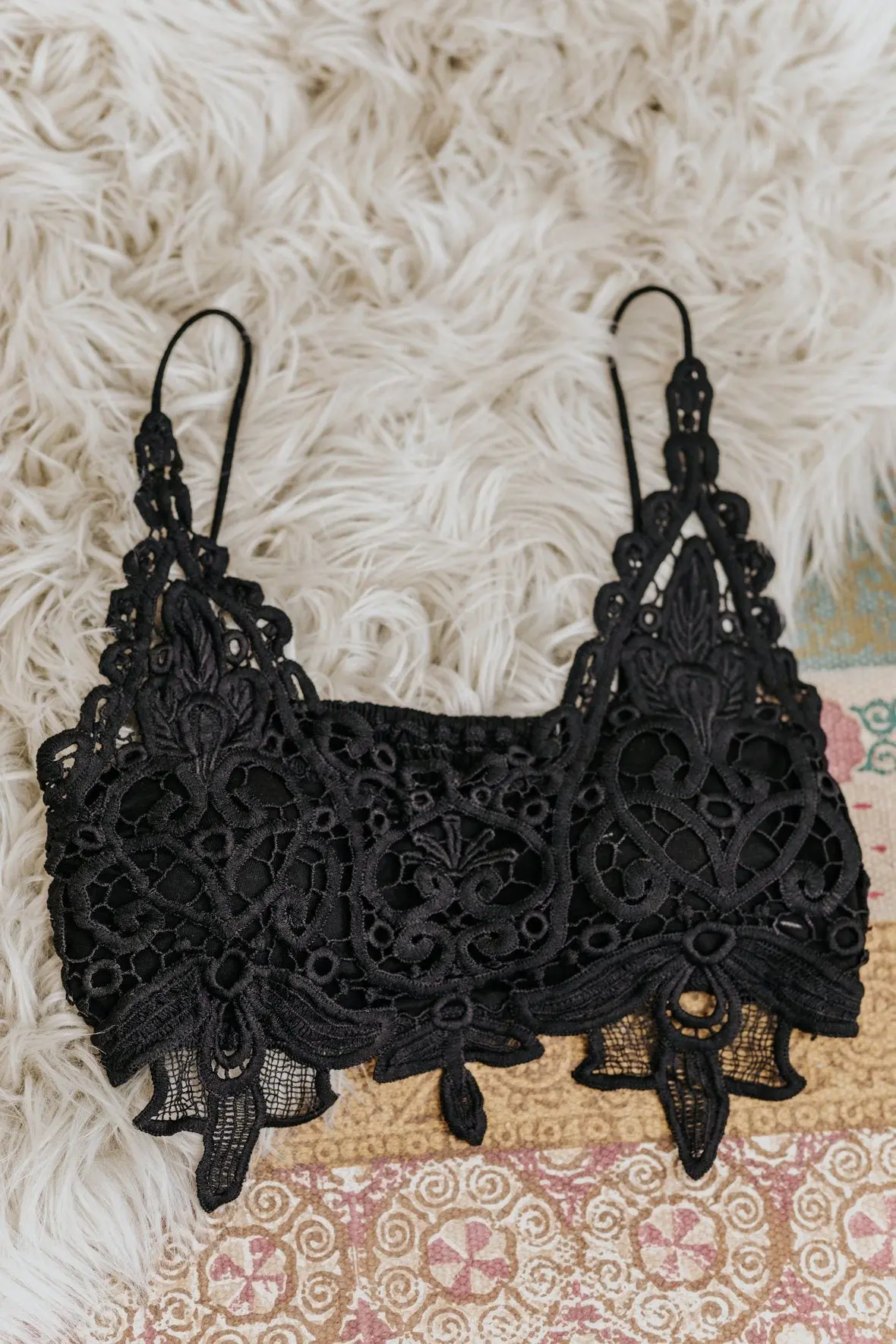 Love At First Sight Crochet Lace Bralette In Black 1
