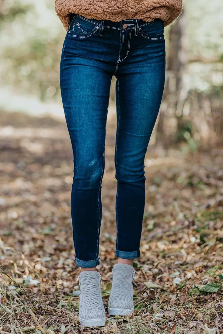 Yana High Rise Dark Wash Ankle Skinny Jeans 1