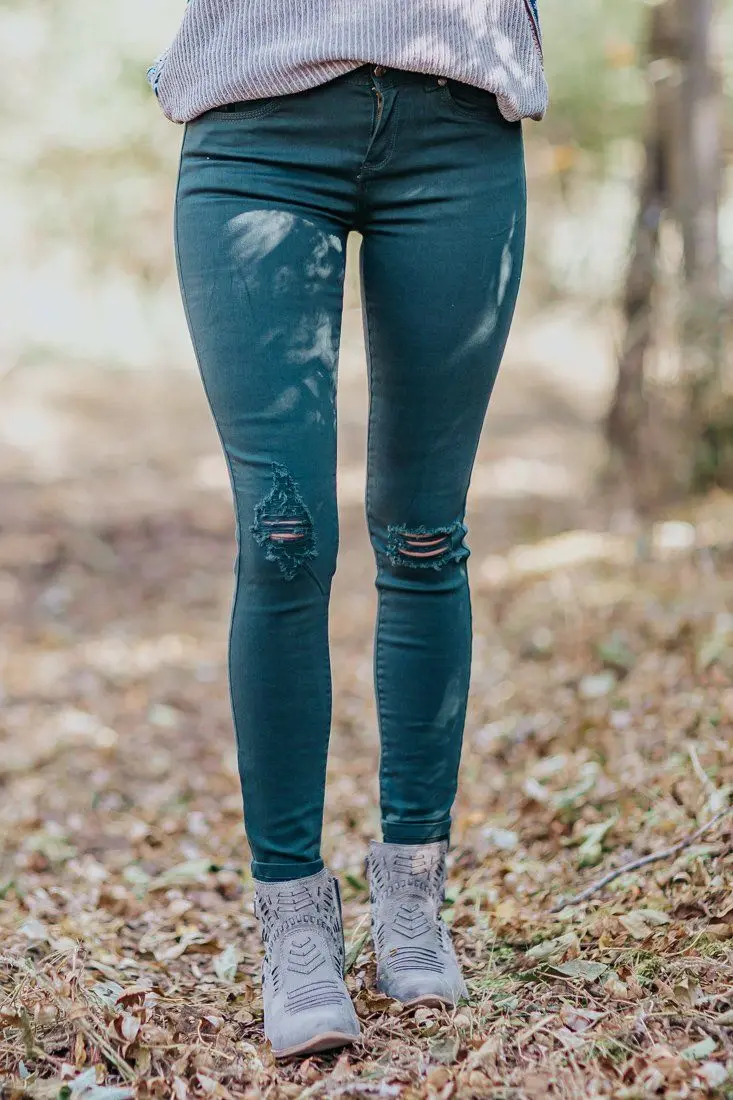 Strong Mind Denim Pants In Hunter Green 1