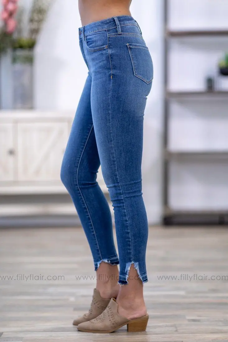 Cassandra Cello High Rise Medium Wash Released Hem Skinny Jeans 1