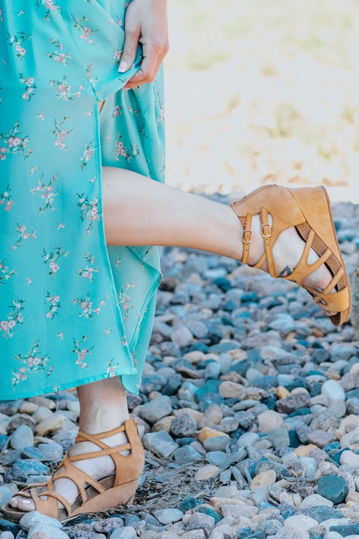 Find Your Way Marquis Wedge Strap Sandal In Tan 1