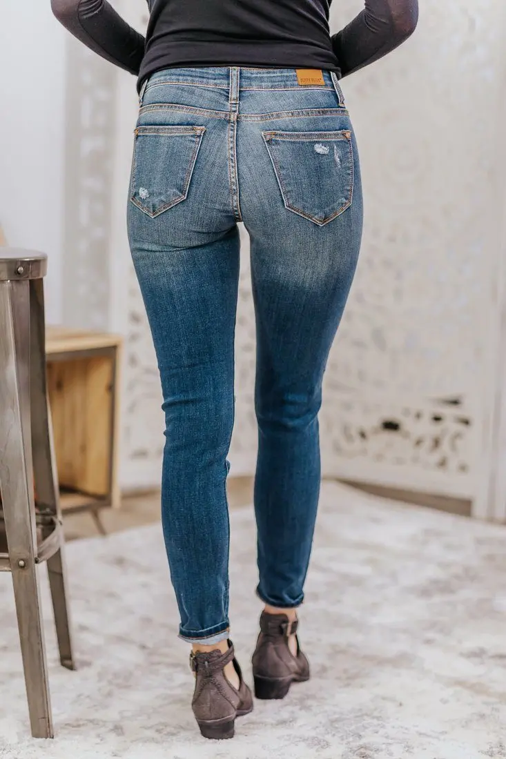 Judy Blue Buffalo Plaid Patch Skinny Jean 2