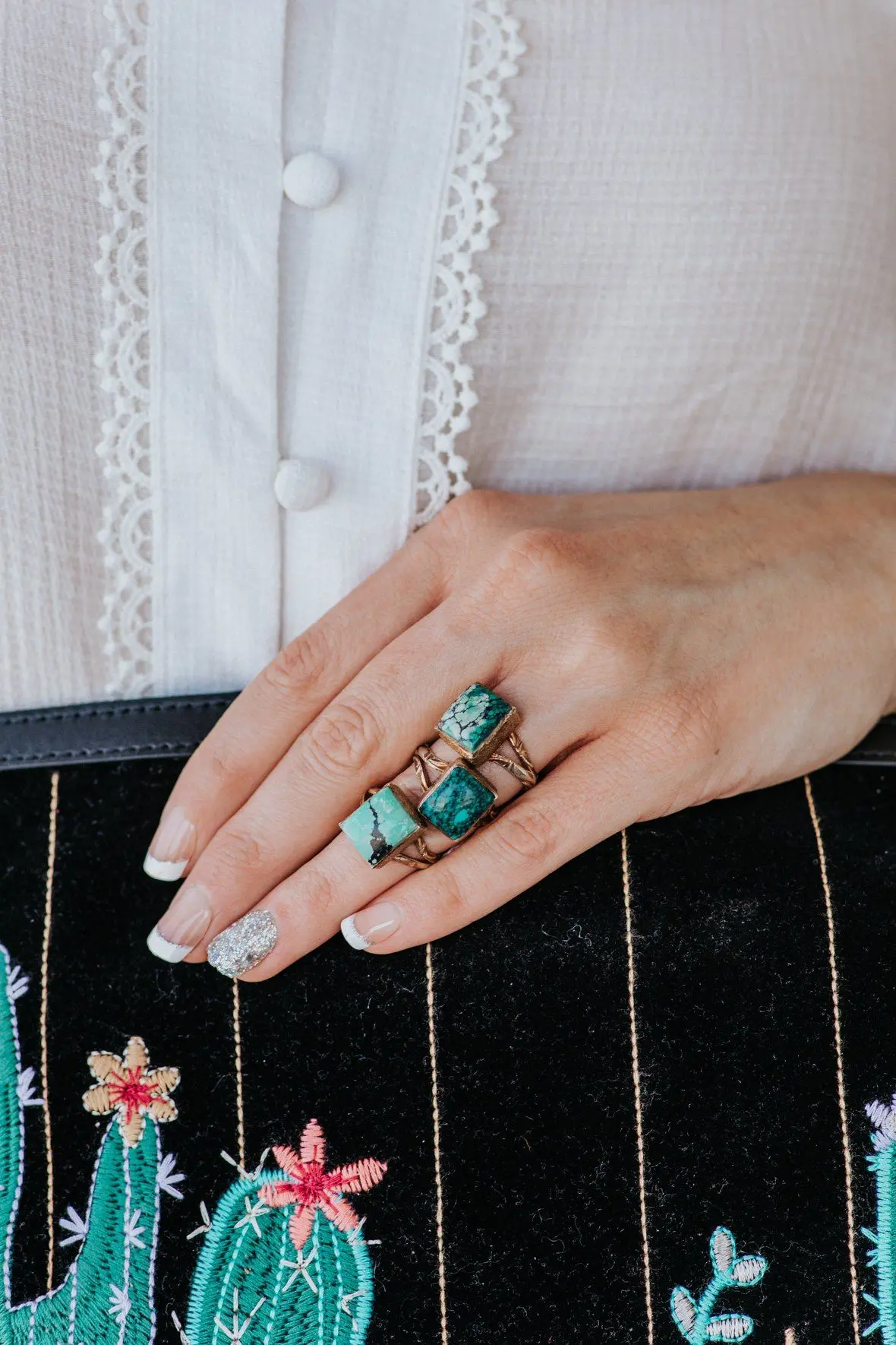 Tibet Turquoise Square Gold Ring 1