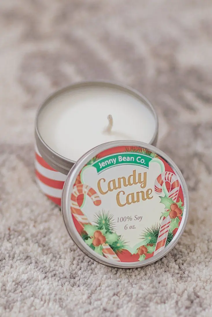 Candy Cane Travel Tin Soy Candle 1