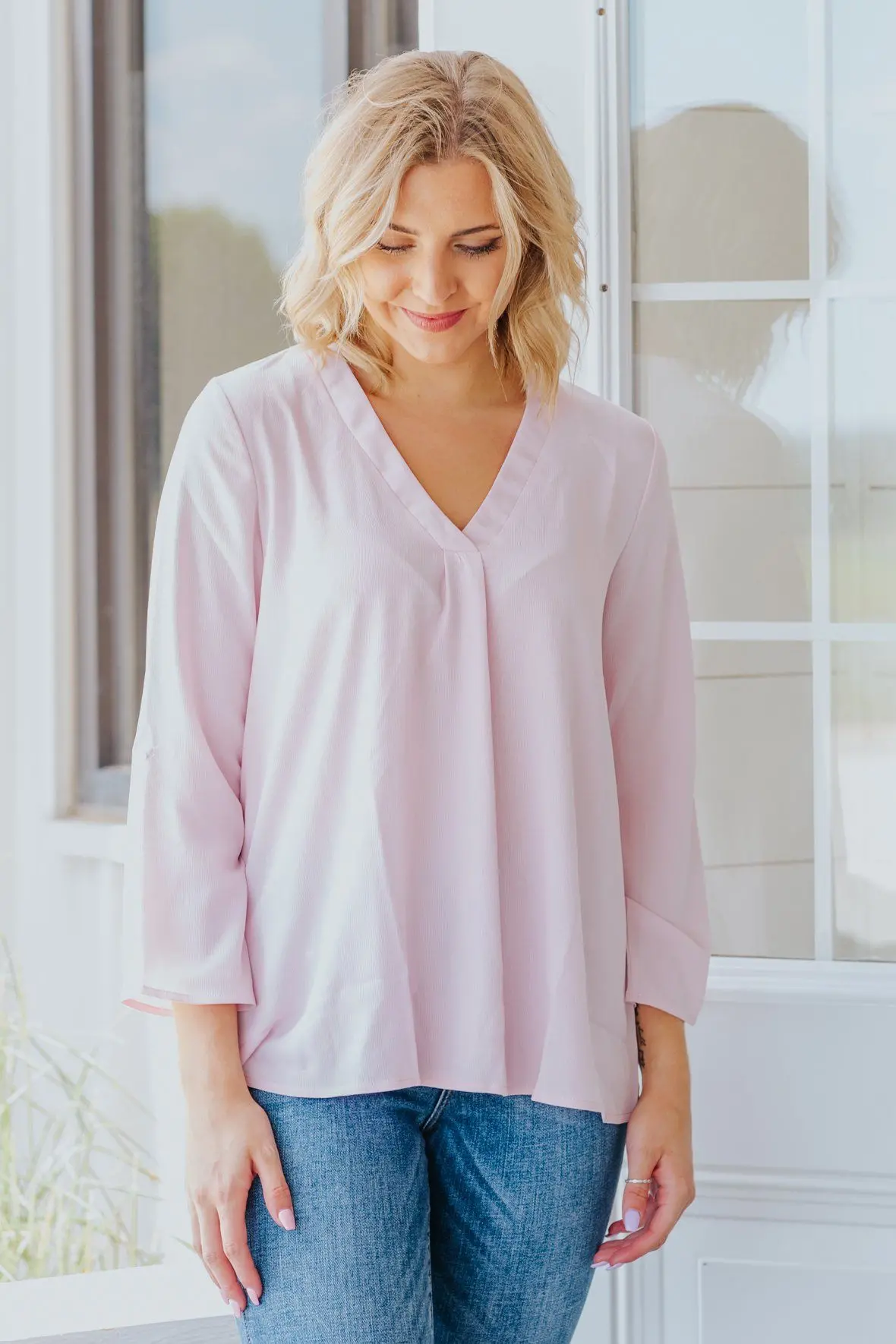She Is Amazing 3/4 Sleeve Top In Pink 1