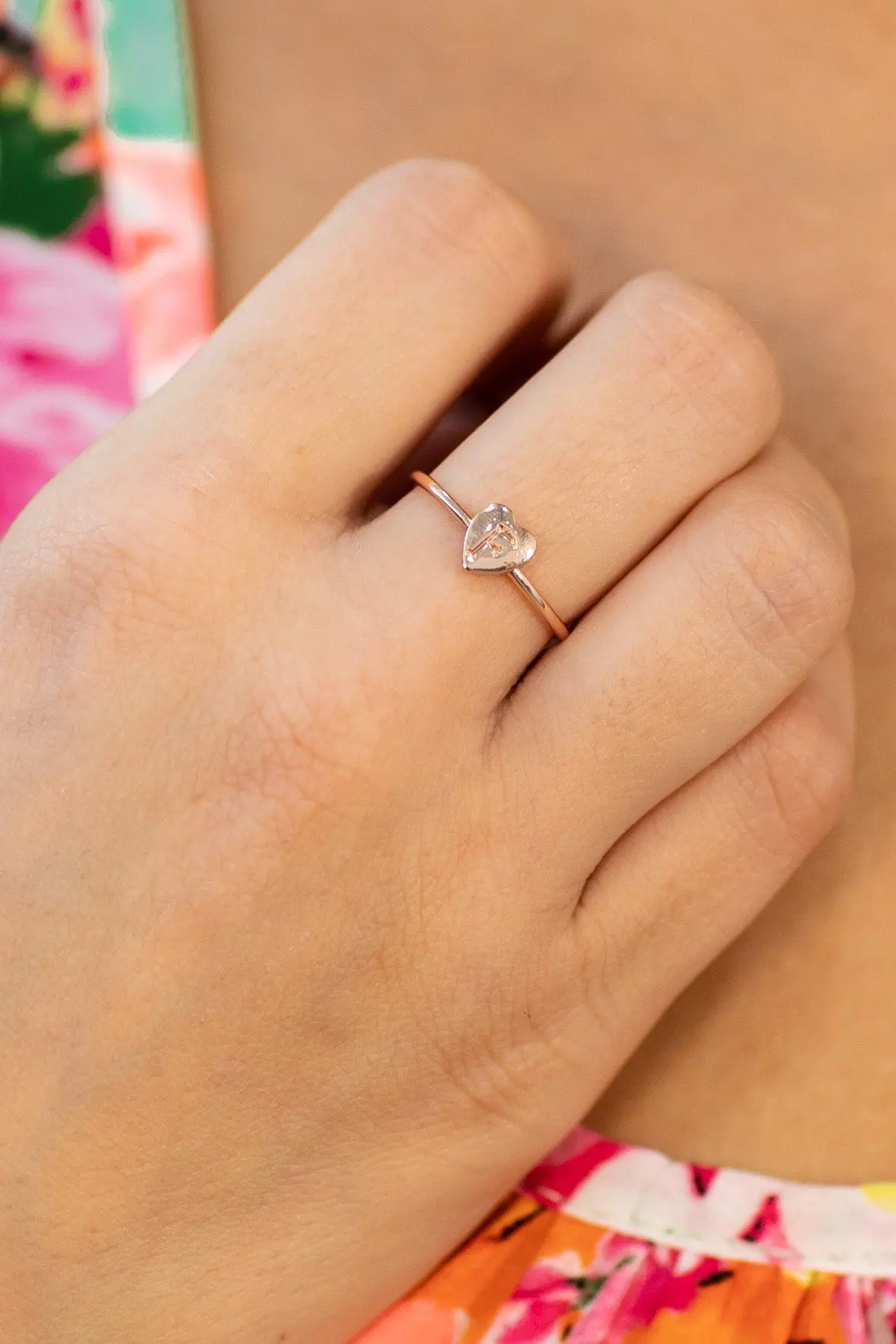 Love The Letter Initial Ring In Rose Gold 1