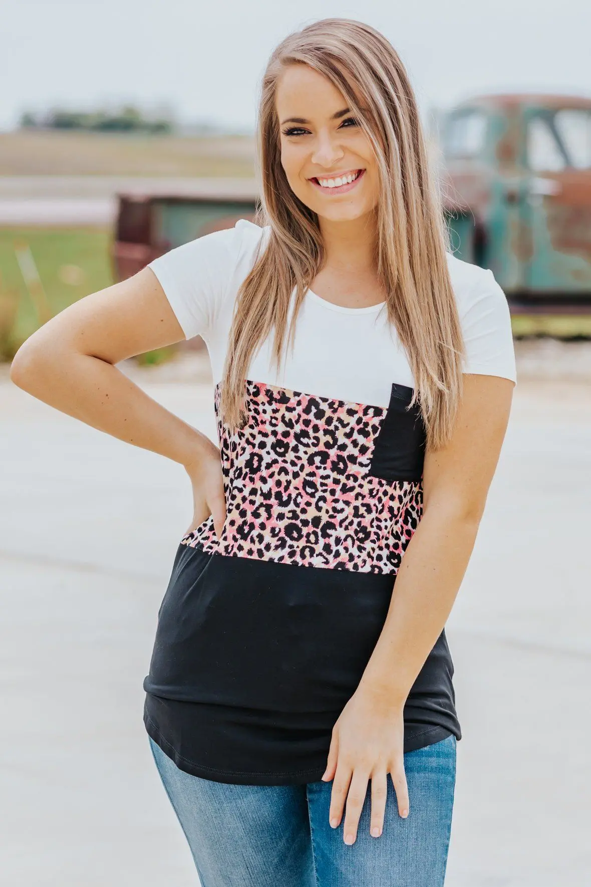 Restless Hearts Colorblock Top In Coral 1