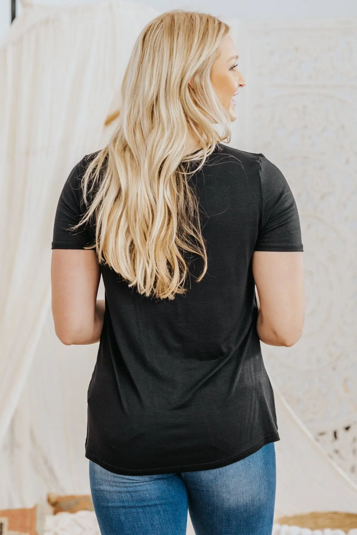 Most Desired Caged Front Short Sleeve Top In Black 2