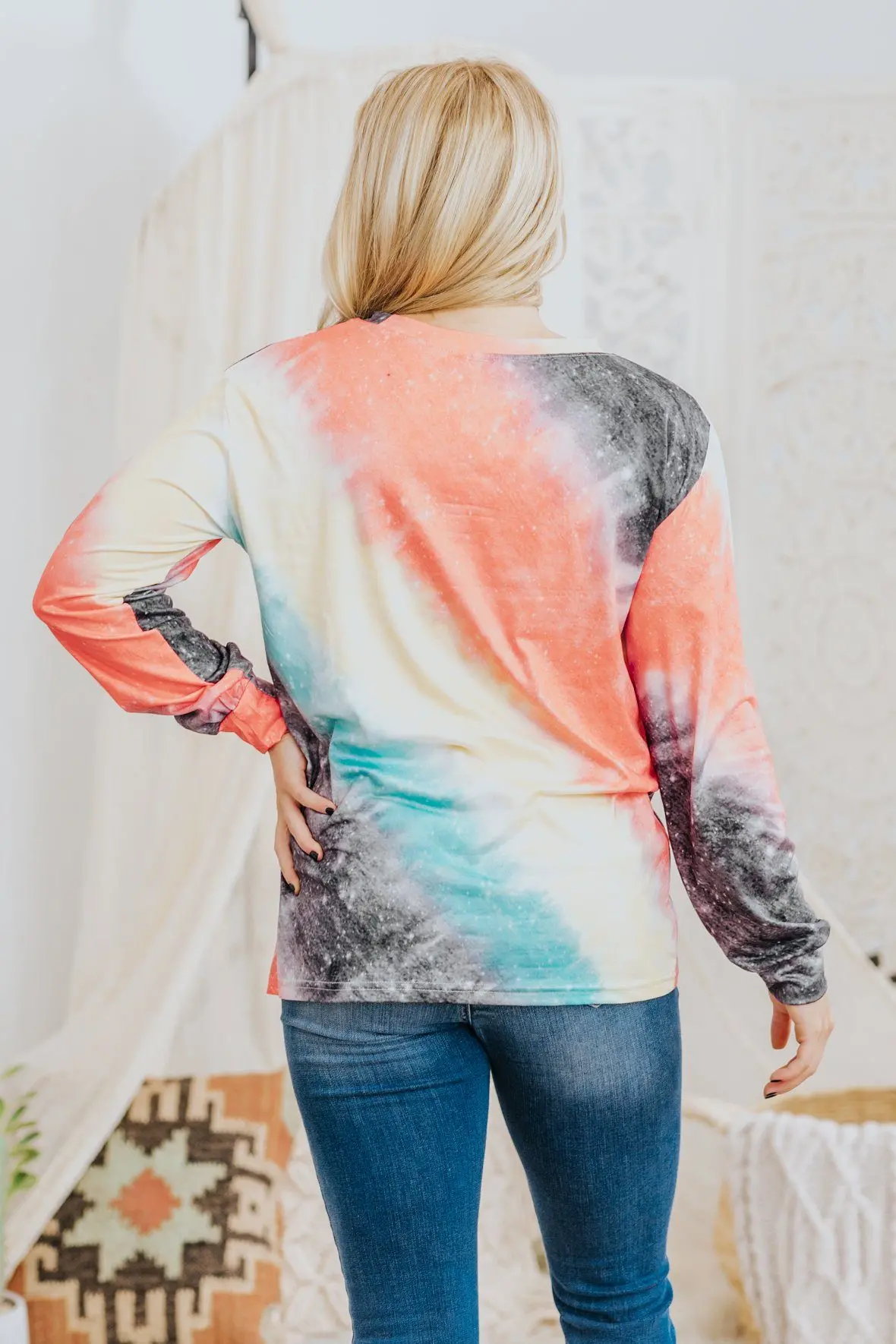 Surprise Of Happiness Tie Dye Long Sleeve Top In Pink 2