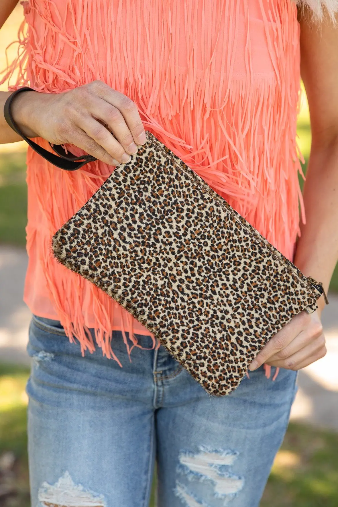 They Call Me Mini Leopard Print Hair On Hide Leather Clutch 1
