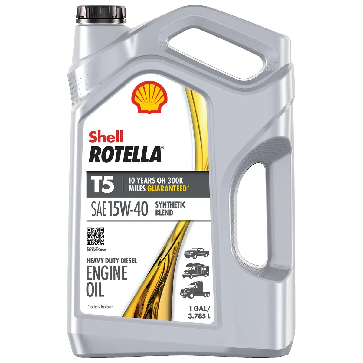 Shell Rotella T5 Synthetic Blend 15W-40 Diesel Engine Oil (1 Gallon, Case Of 3) 1