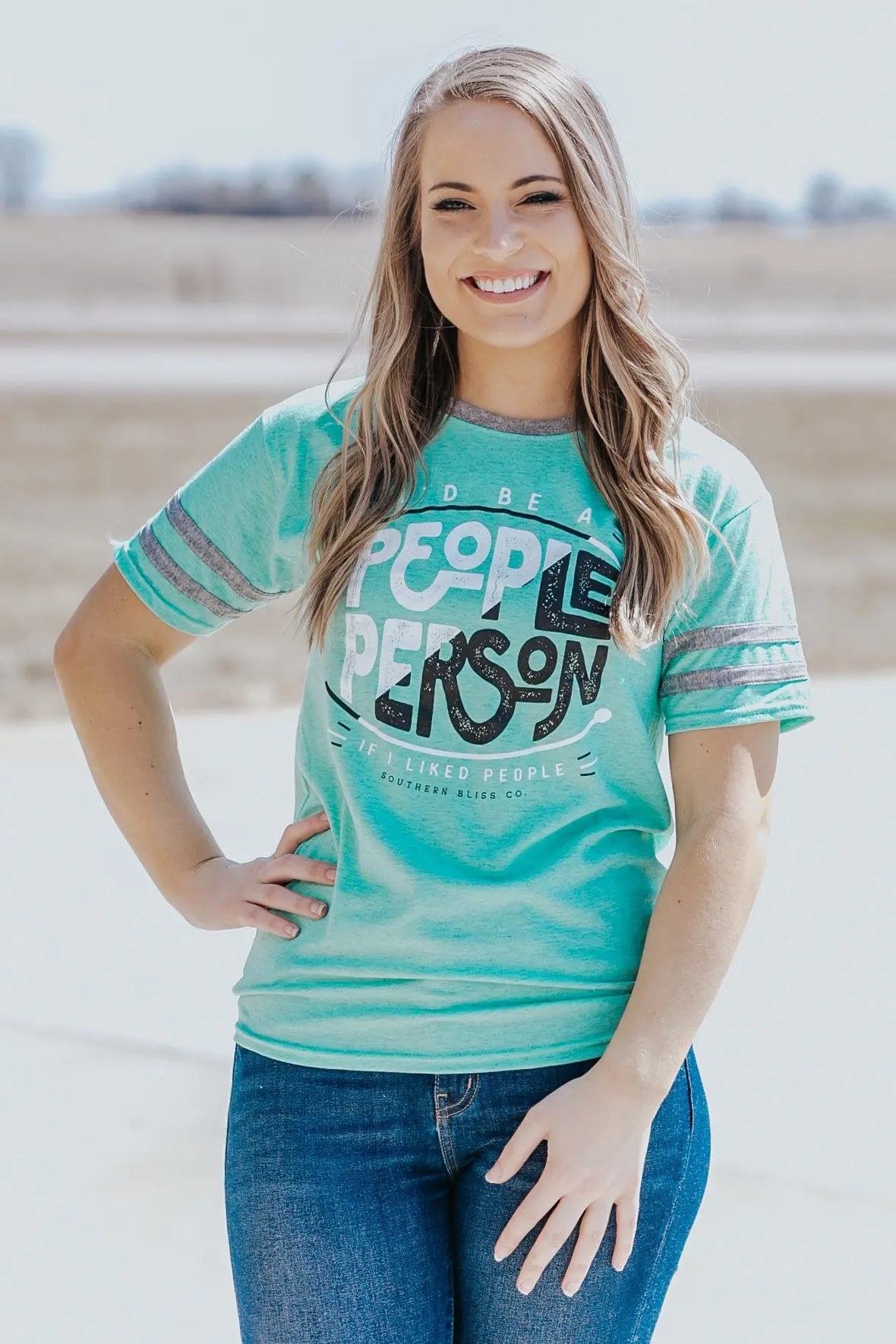 "People Person" Short Sleeve Top In Mint 1