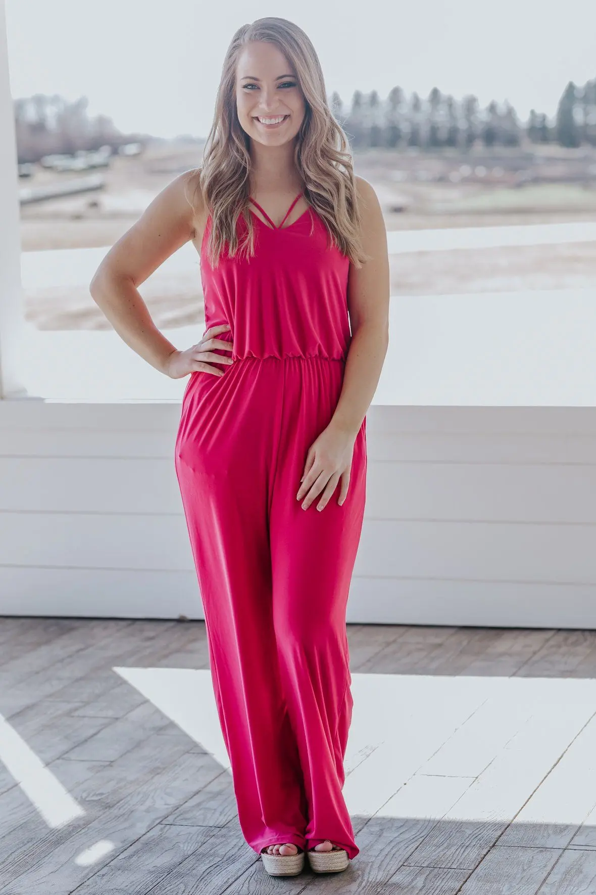 Never Limit Yourself Spaghetti Strap Romper In Pink 1