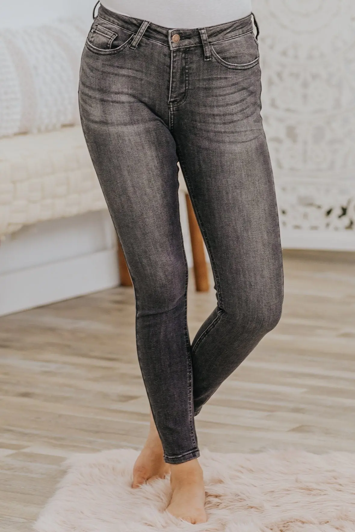 Jayda Judy Blue High Waist Faded Black Skinny Jeans 1