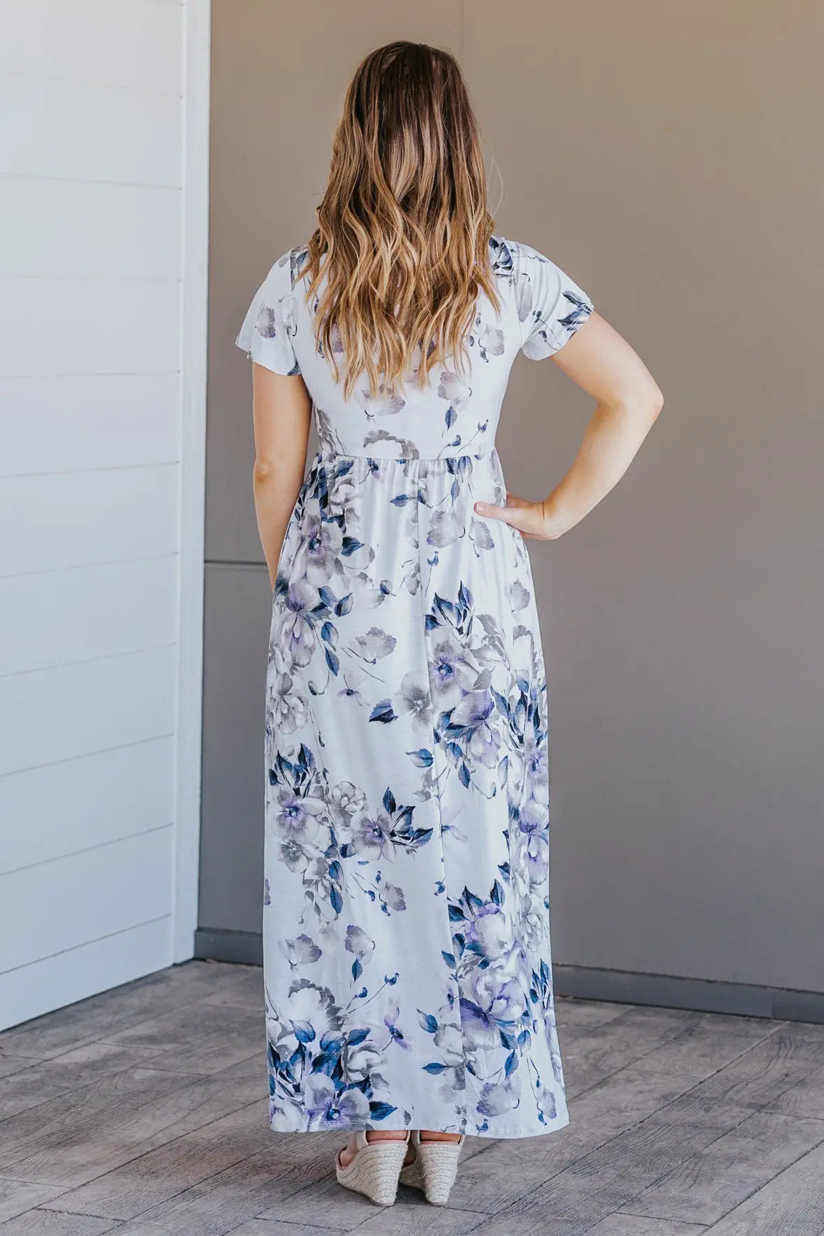 Meant To Be Short Sleeve Floral Maxi Dress In Light Blue 2