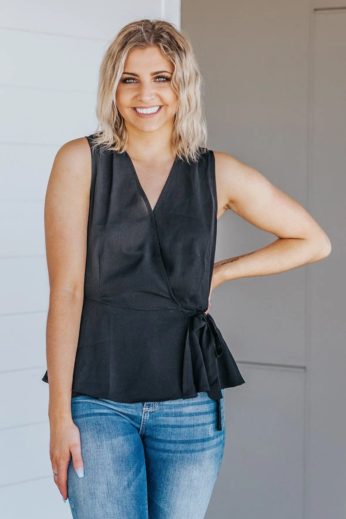 She Is Fierce And Strong Surplus Sleeveless Top In Black 1