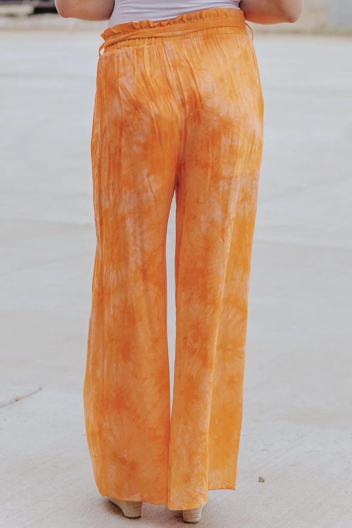 Going Crazy Tie Dye Elastic Waist Pants In Orange 2