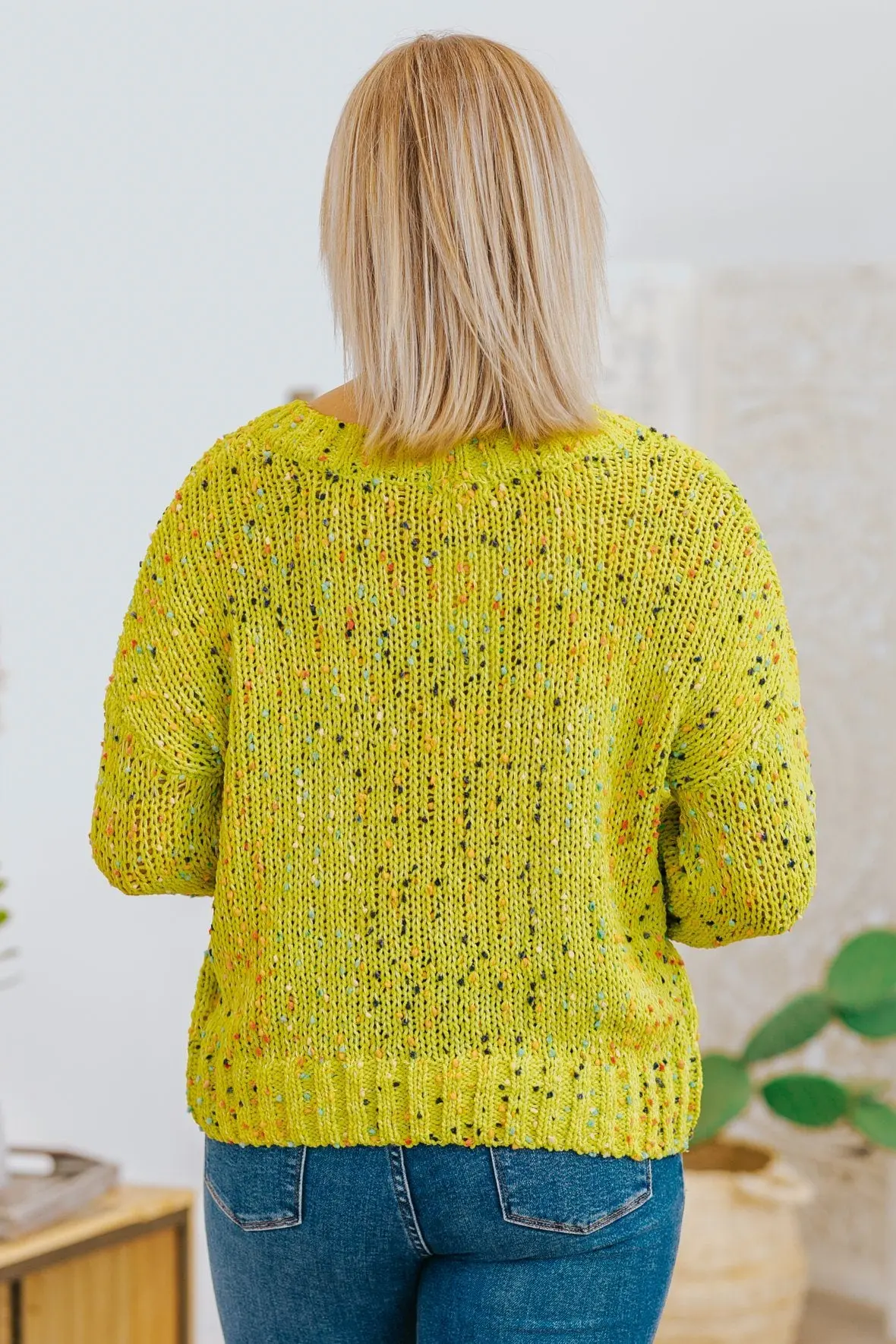 Happiness Can Be Found Long Sleeve Top In Lime Green 2