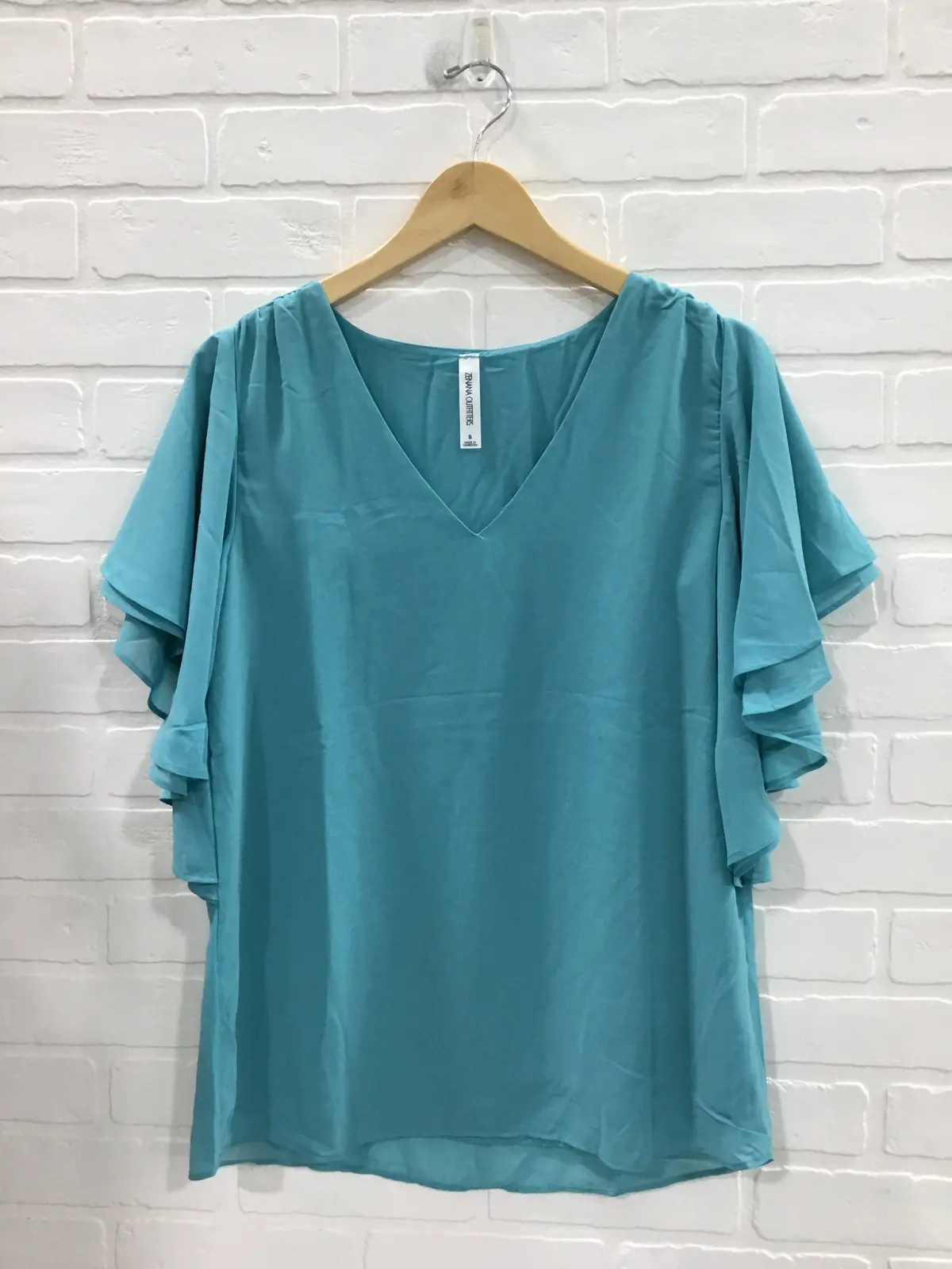 *081320 Real Heartbreakers Short Sleeve Chiffon Blouse In Ash Mint 1