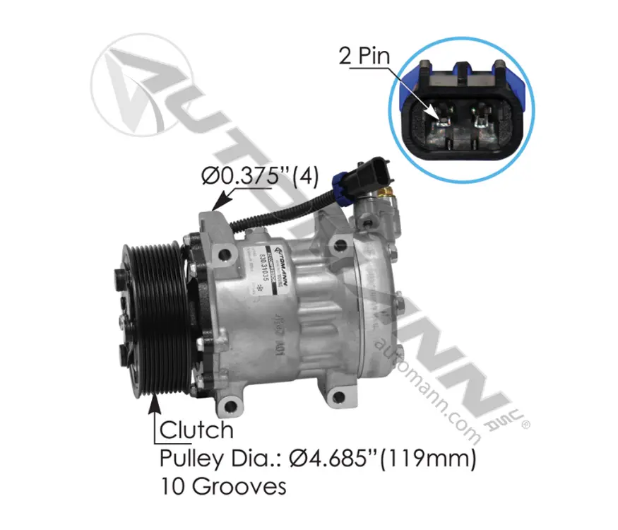 830.31035 - Air Conditioning Compressor 7H15 Type. Ref. # 5400, 03-0805, 3611894C91, 4347 1