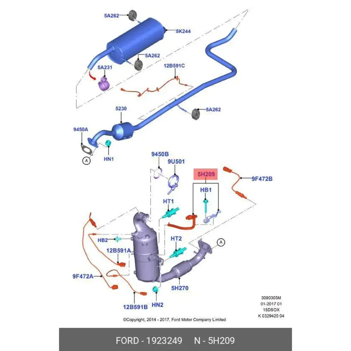 ✅ Ford 1923249 - Sensore Pressione Gas Di Scarico 1
