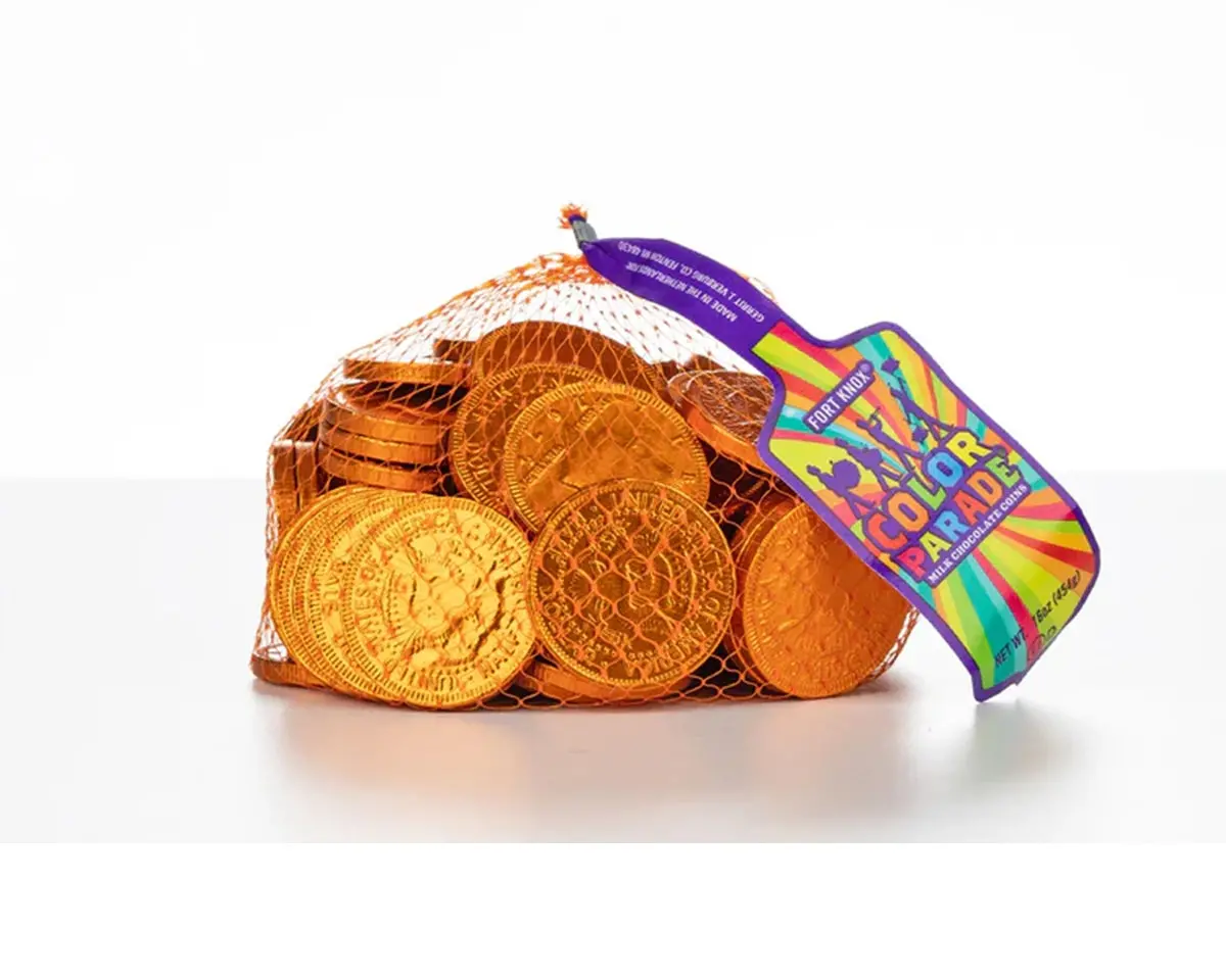 Orange Foil Wrapped Chocolate Coins 1