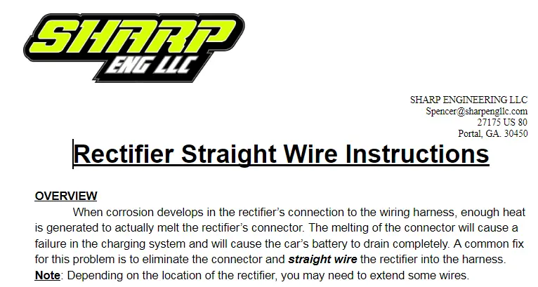 Sharp Mini Late Model Rectifier Wiring Service Bulletin 1